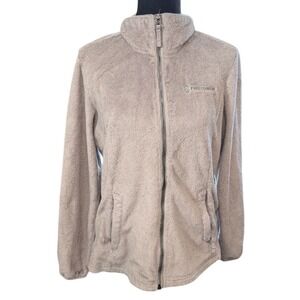 Y2K Free Country Womens Taupe Faux Fur Fleece Full Zip Jacket Coat M